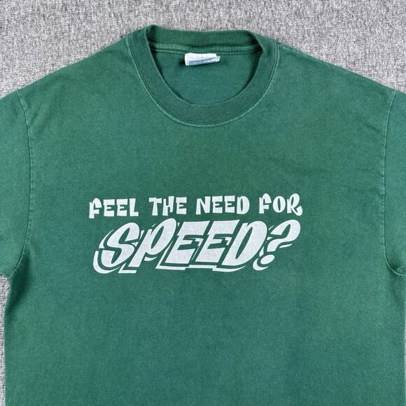 Vintage Get Up To Speed T-Shirt Mens Medium Green DSL Tech Internet Promo - Picture 2 of 7